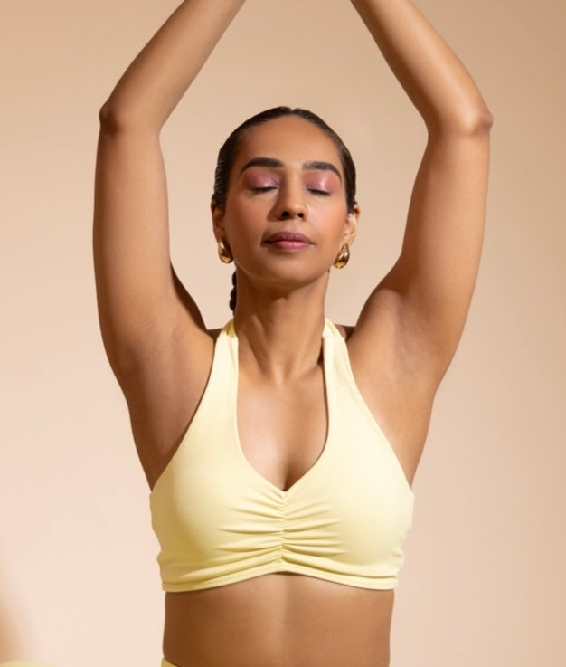HALTER NECK SPORTS BRA ( lime )